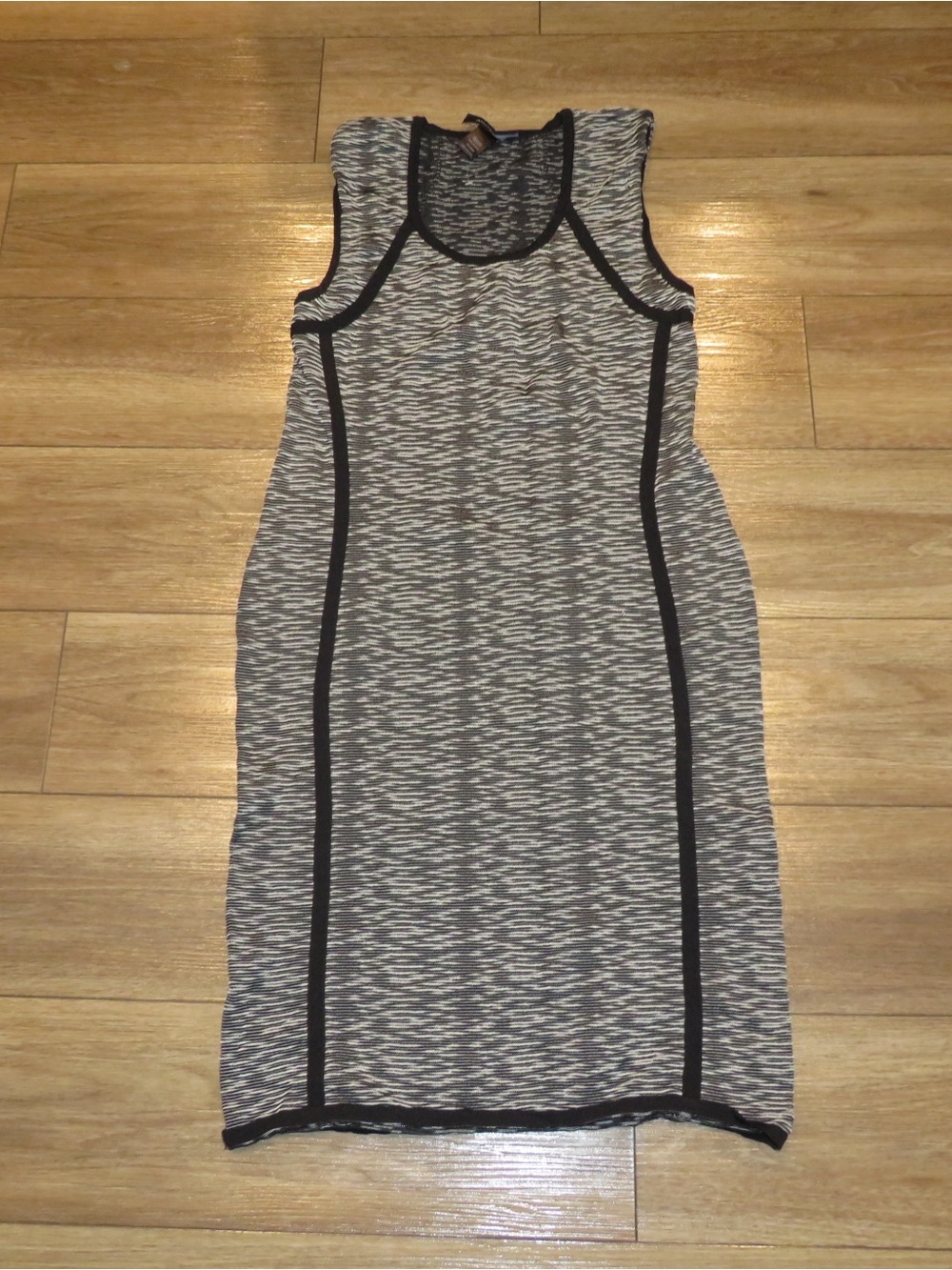 Ashley Stewart Gray & Black Sleeveless Knit Bodycon Dress